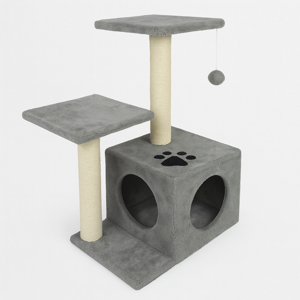 Rascador con Cueva y Plataformas PetBaby – 70 cm