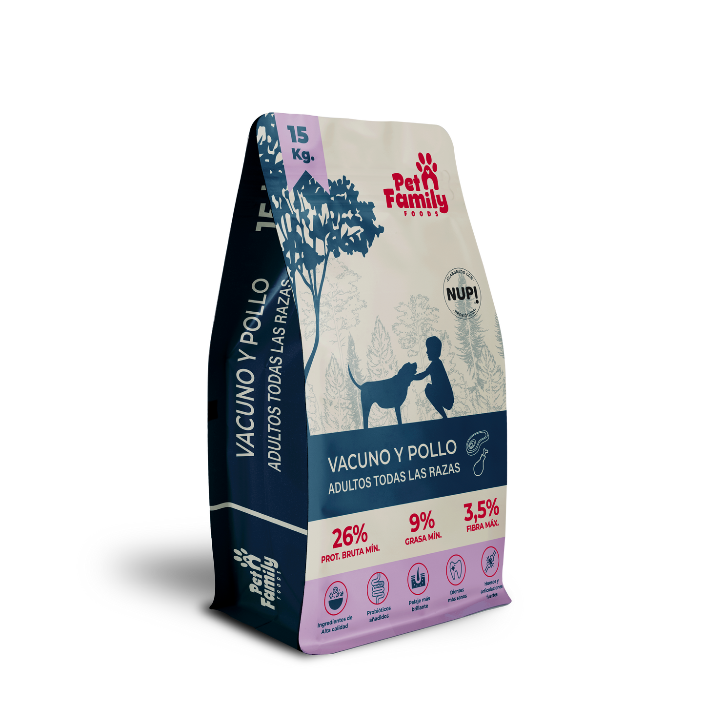 Alimento Perros Adultos PetFamily Vacuno y Pollo 15kg