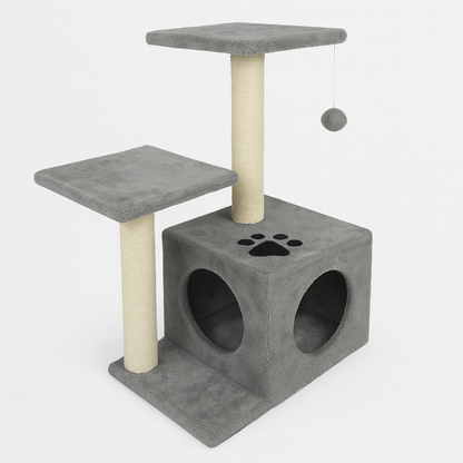 Rascador con Cueva y Plataformas PetBaby – 70 cm