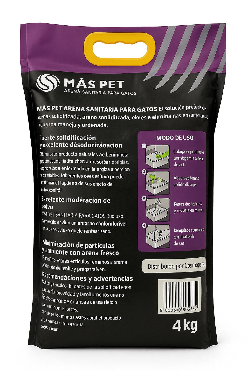 Arena Sanitaria MásPet Safari para Gatos – 4 KG | Ultra Absorbente y Libre de Polvo