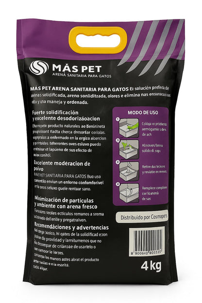 Arena Sanitaria MásPet Safari para Gatos – 4 KG | Ultra Absorbente y Libre de Polvo