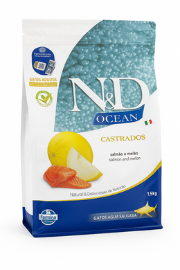 Alimento N&D Ocean Gatos Castrados Salmón y Melón 1.5kg
