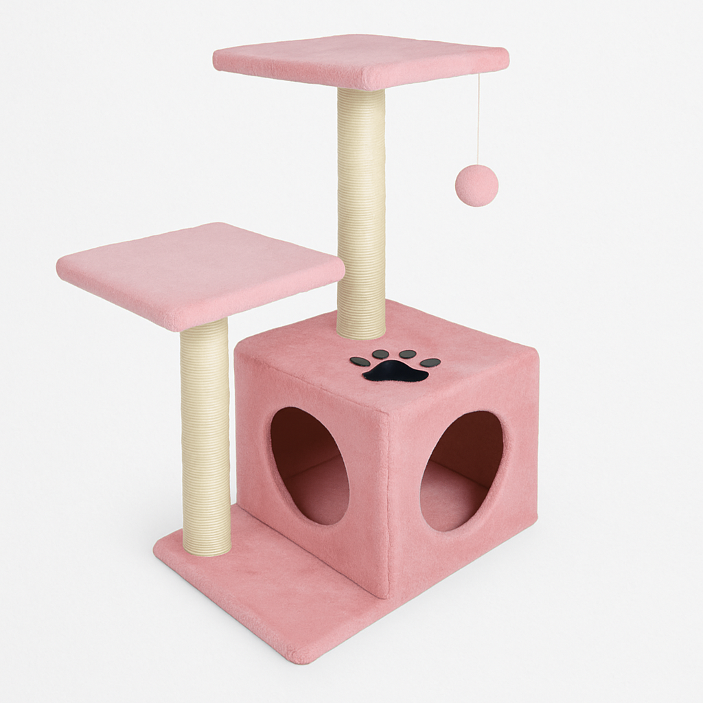 Rascador con Cueva y Plataformas PetBaby – 70 cm