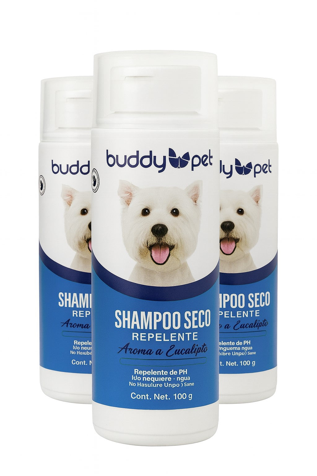 Buddy Pet Shampoo Seco Repelente para Perros – Aroma a Eucalipto | 100 g