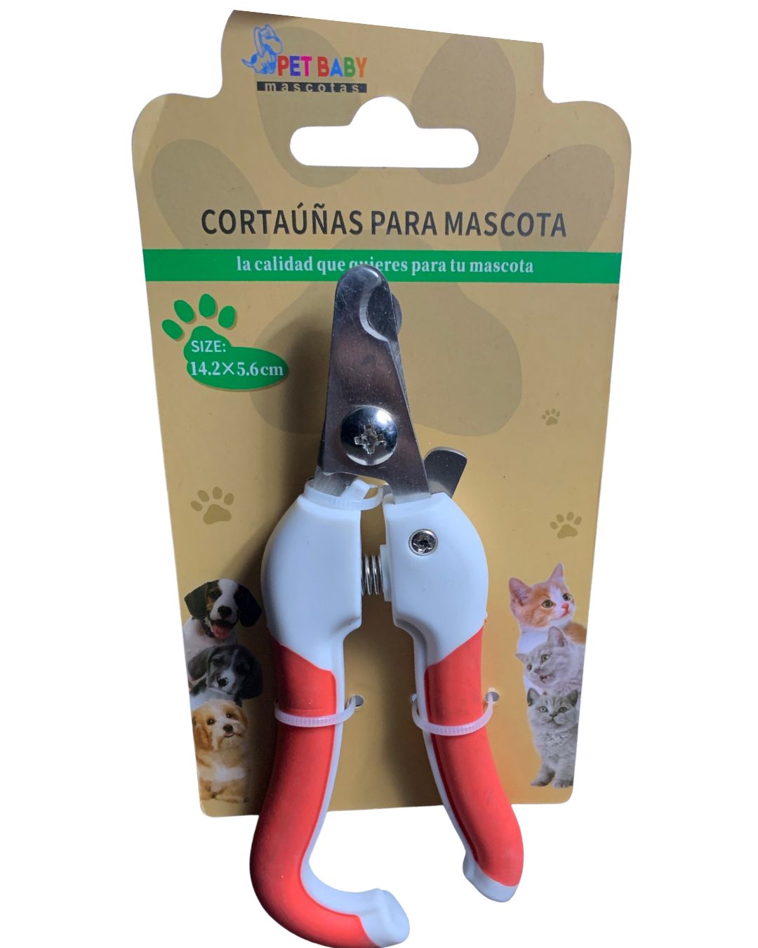 Fotografía del cortauñas para perros pequeños y cachorros en variante de color rojo y gris. Muestra la hoja de corte curva diseñada específicamente para adaptarse a la anatomía de las uñas pequeñas, asegurando un corte limpio sin astillar.