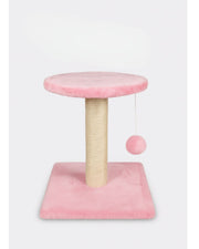 Modelo de rascador para gatos PetBaby en color rosado pastel. Destaca su estructura estable y el pompón a juego, ideal para gatitos o gatos adultos que prefieren un rascador sencillo y estético.