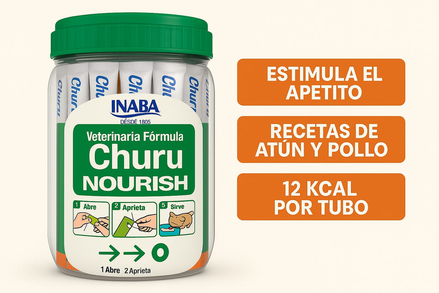 Churu Nourish Inaba para Gatos – Mezcla Atún y Pollo | 50 Tubos Cremosos y Nutritivos
