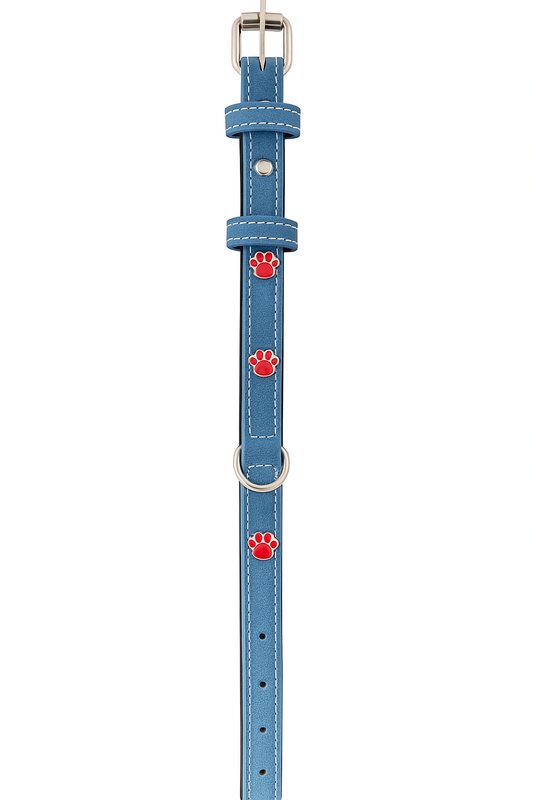 Collar PetBaby de Cuero Azul para Perros – 42 cm | Talla M | Resistente y Ajustable