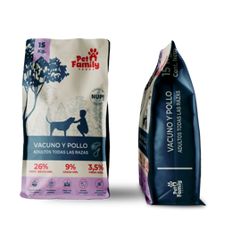 Alimento Perros Adultos PetFamily Vacuno y Pollo 15kg